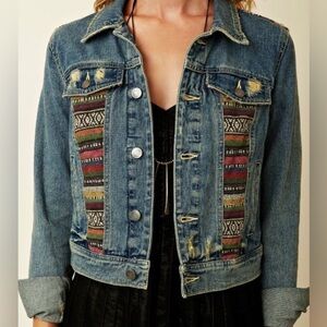 Free People Embroidered Denim Jacket